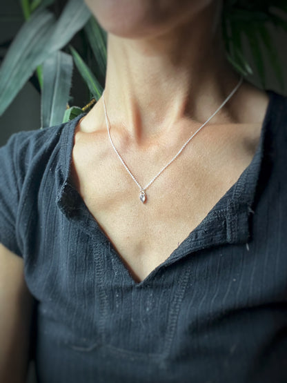tiny teardrop necklace / rose quartz