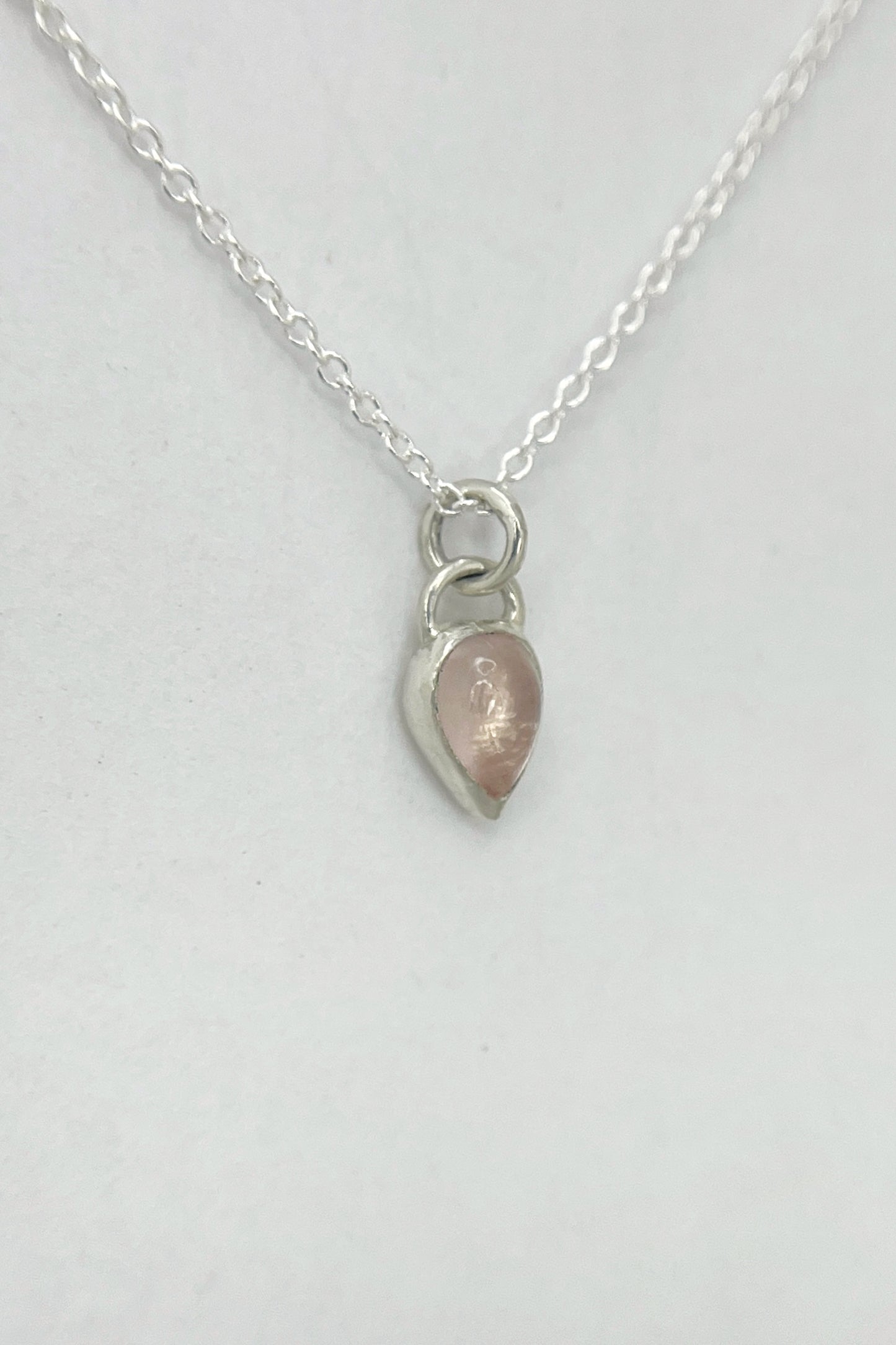 tiny teardrop necklace / rose quartz