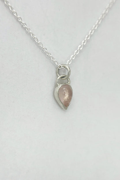 tiny teardrop necklace / rose quartz