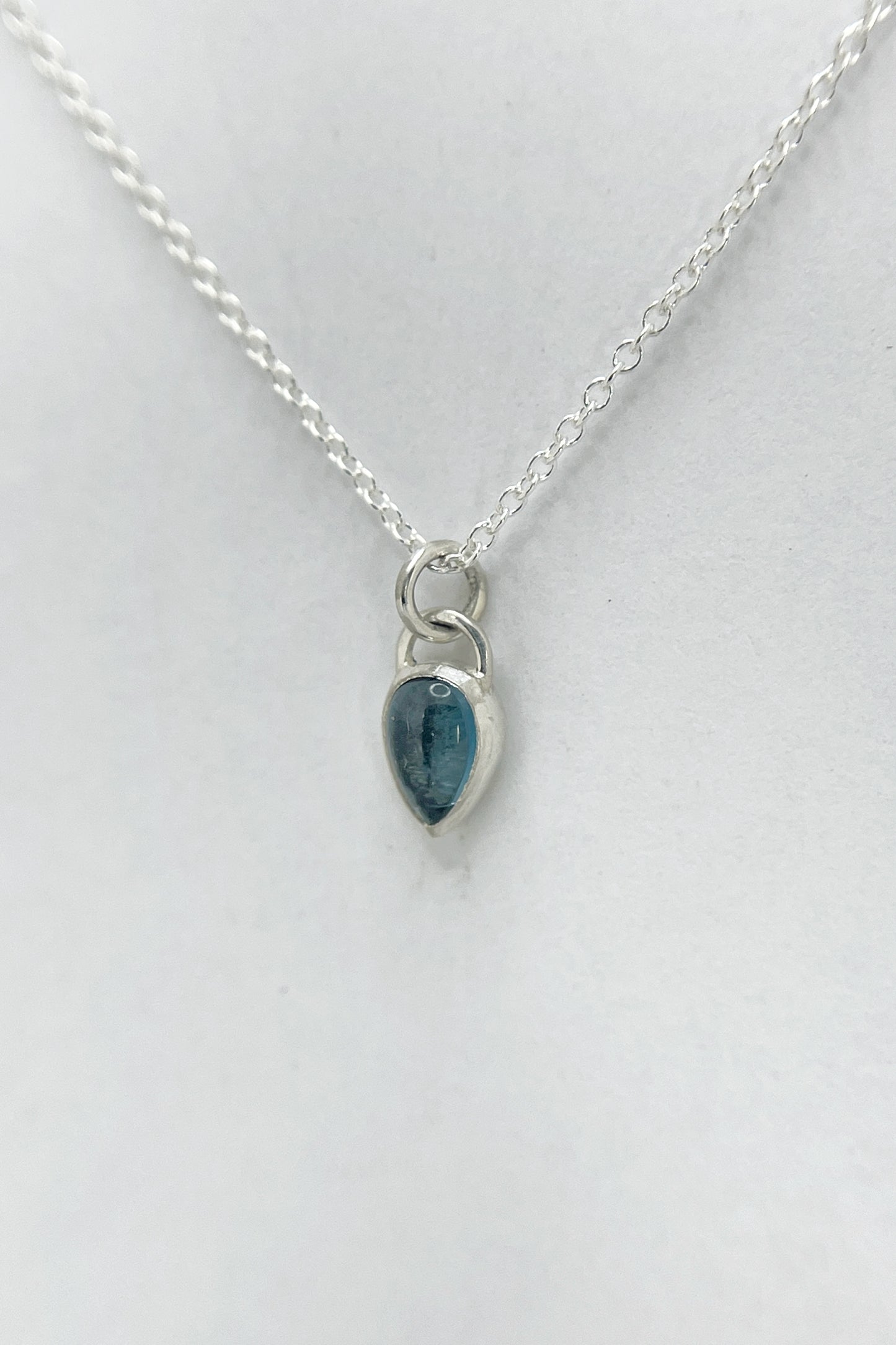 tiny teardrop necklace / london blue topaz