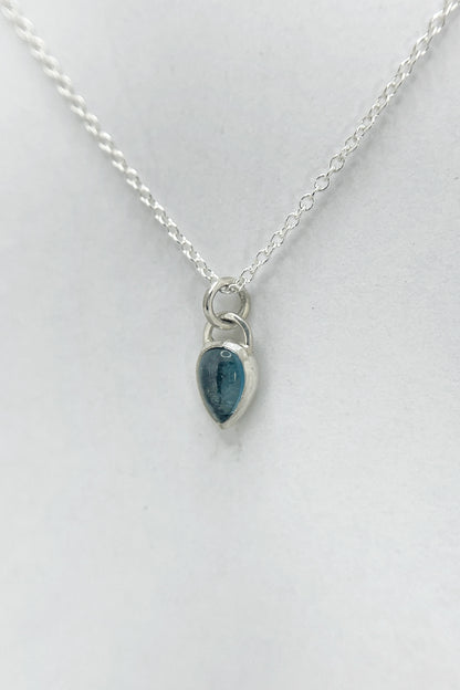 tiny teardrop necklace / london blue topaz