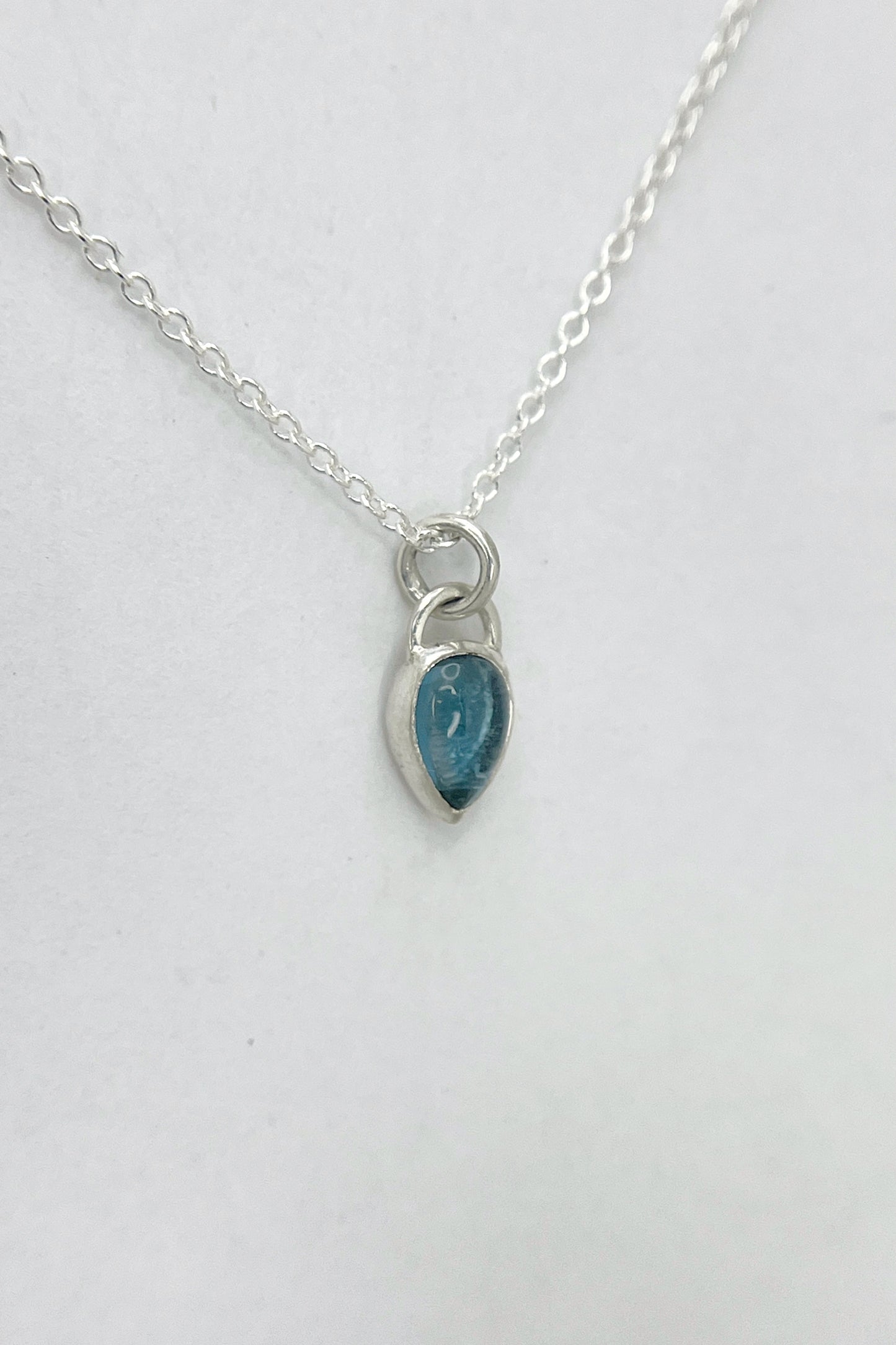 tiny teardrop necklace / london blue topaz