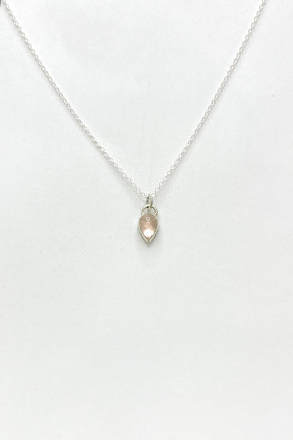 tiny teardrop necklace / rose quartz