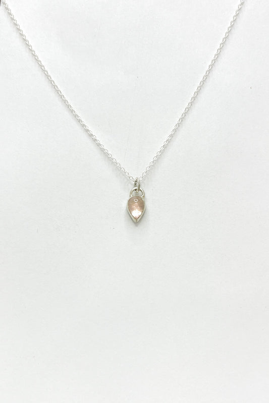 tiny teardrop necklace / rose quartz