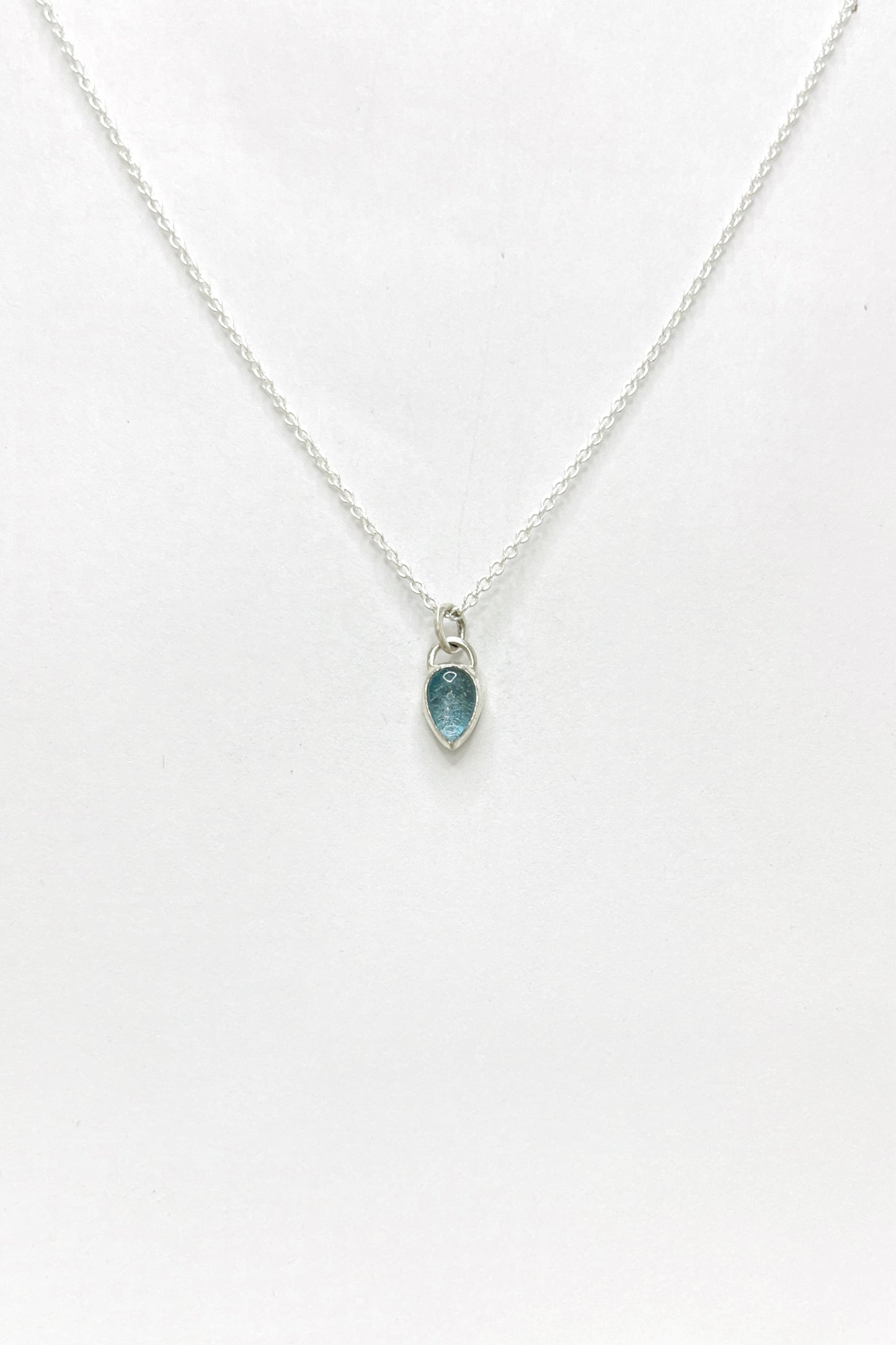 tiny teardrop necklace / london blue topaz