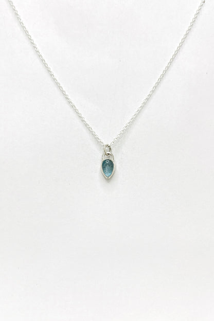 tiny teardrop necklace / london blue topaz