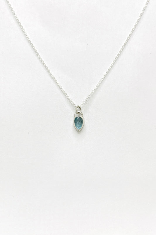 tiny teardrop necklace / london blue topaz