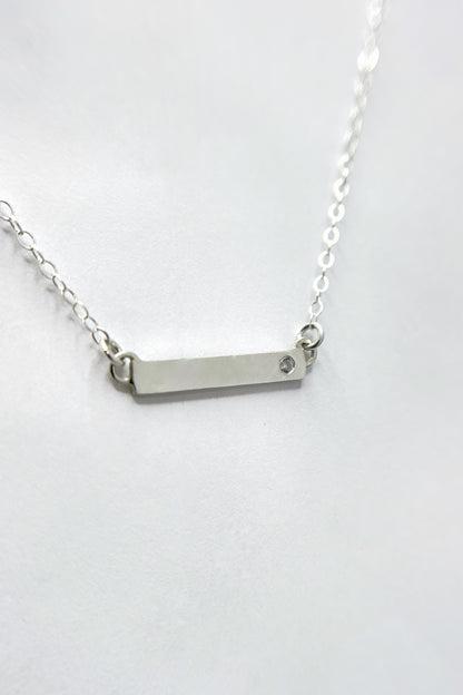 bar necklace / white cubic zirconia