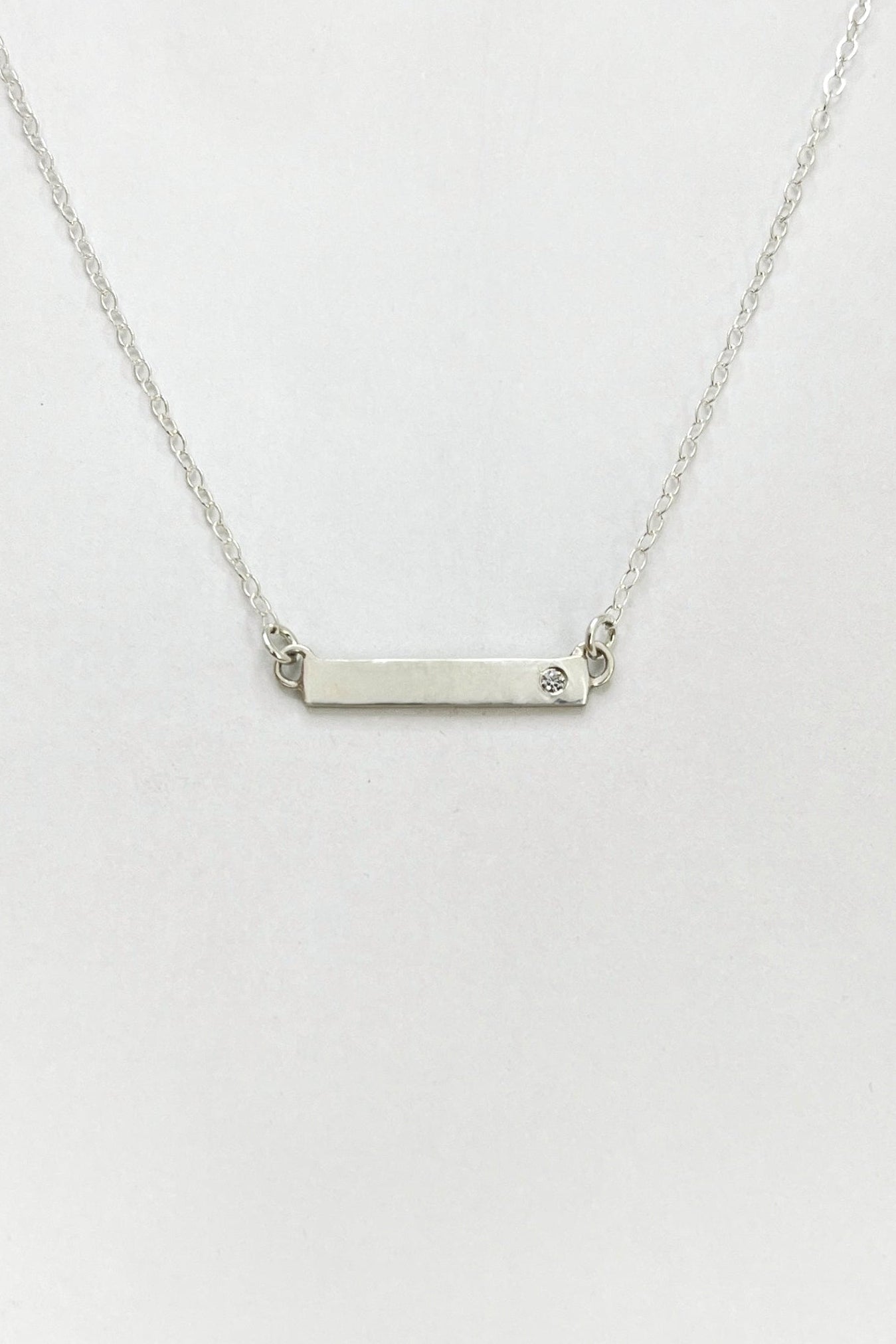 bar necklace / white cubic zirconia