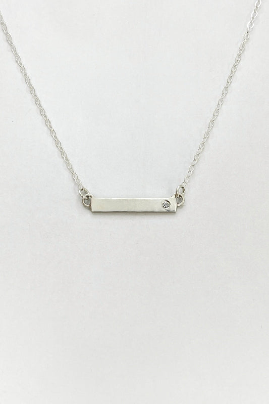 bar necklace / white cubic zirconia
