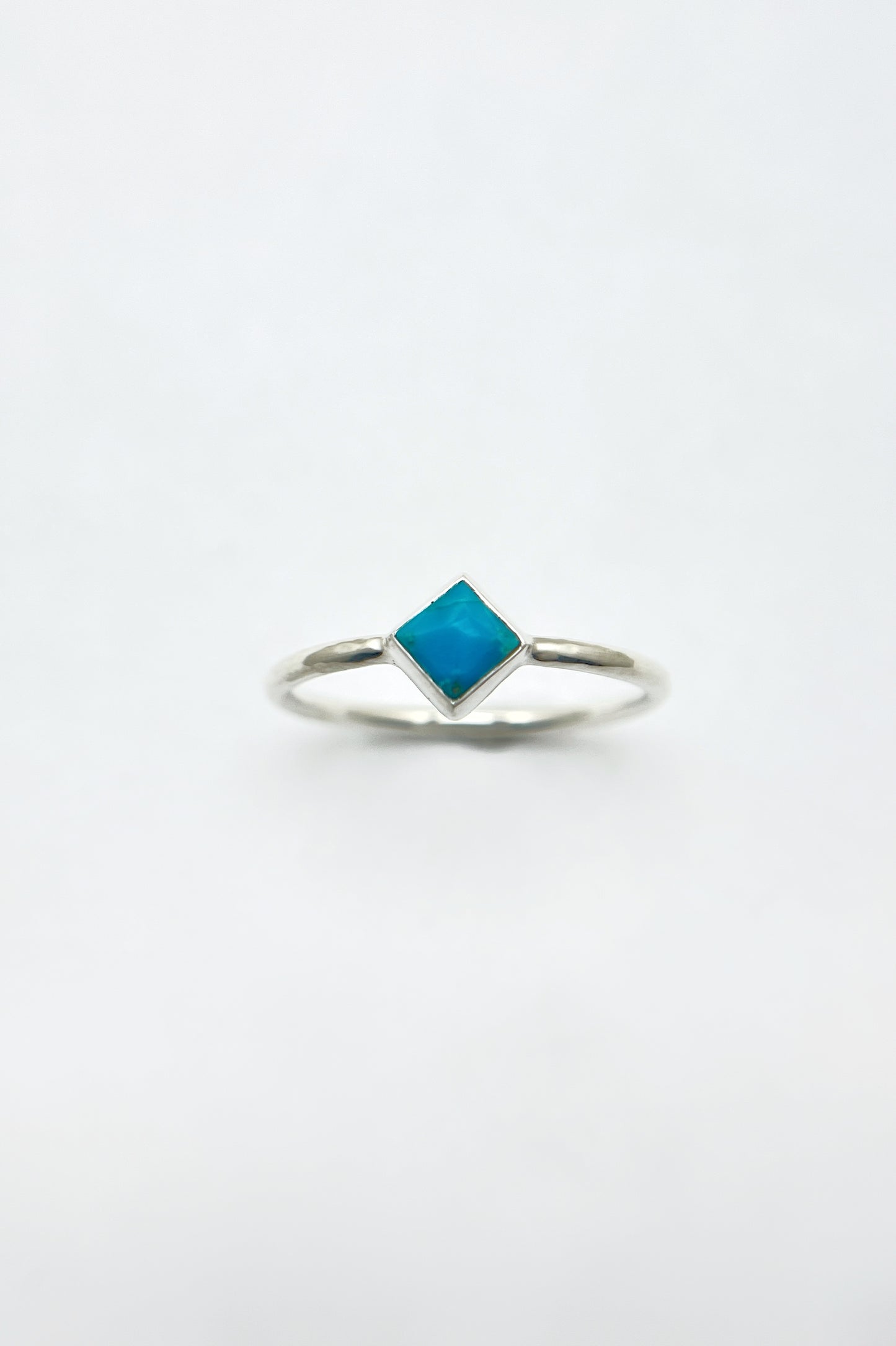 rotated square turquoise solitaire ring / size 7