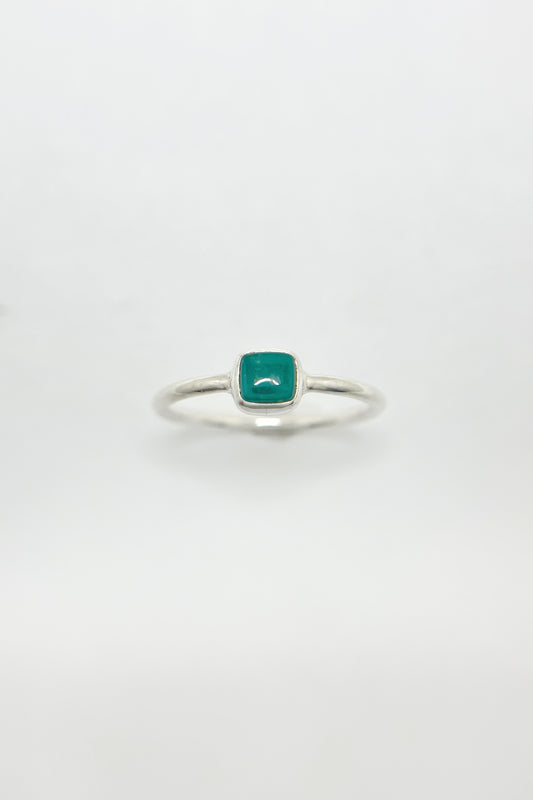 dainty deep-green turquoise square ring / size 7