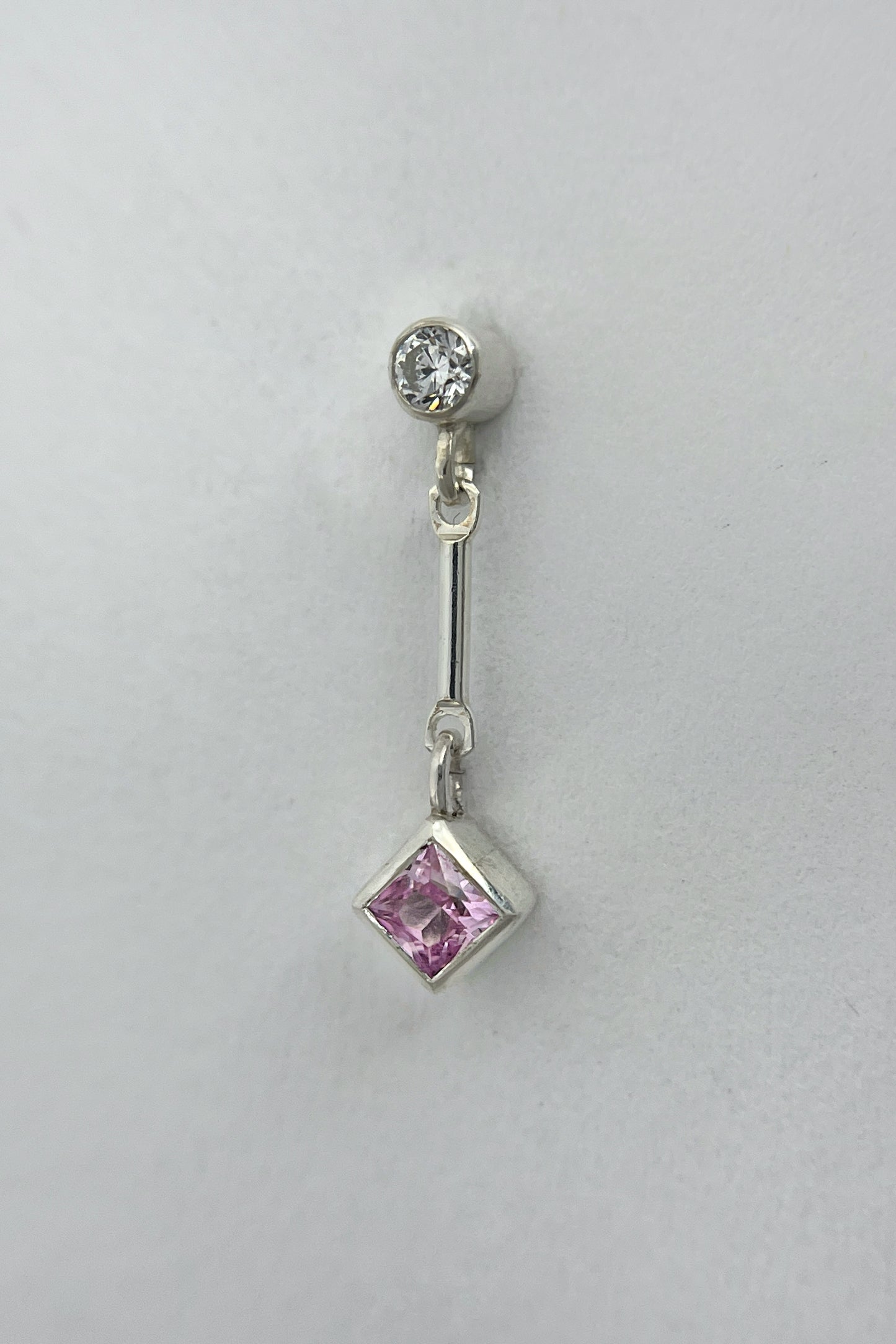 tiny dangle stud earrings / pink sapphire