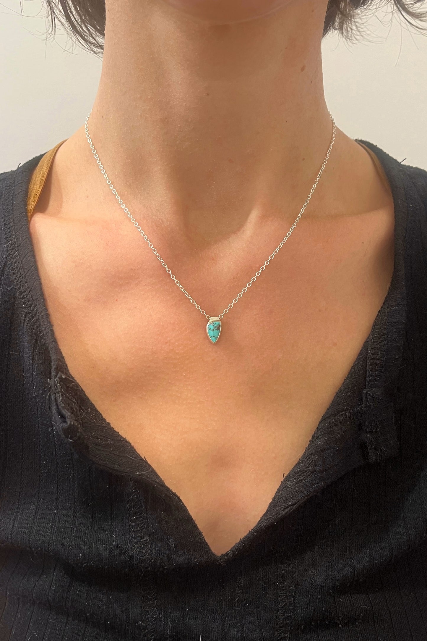 tiny triangle turquoise necklace