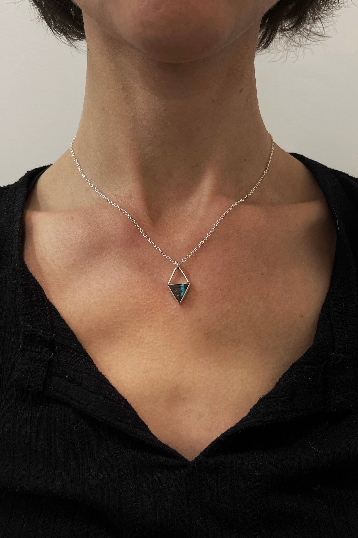 geometric triangle turquoise necklace
