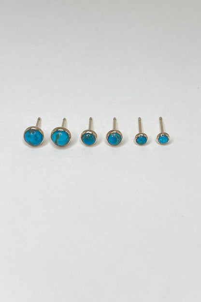 turquoise stud earrings / 14k gold fill