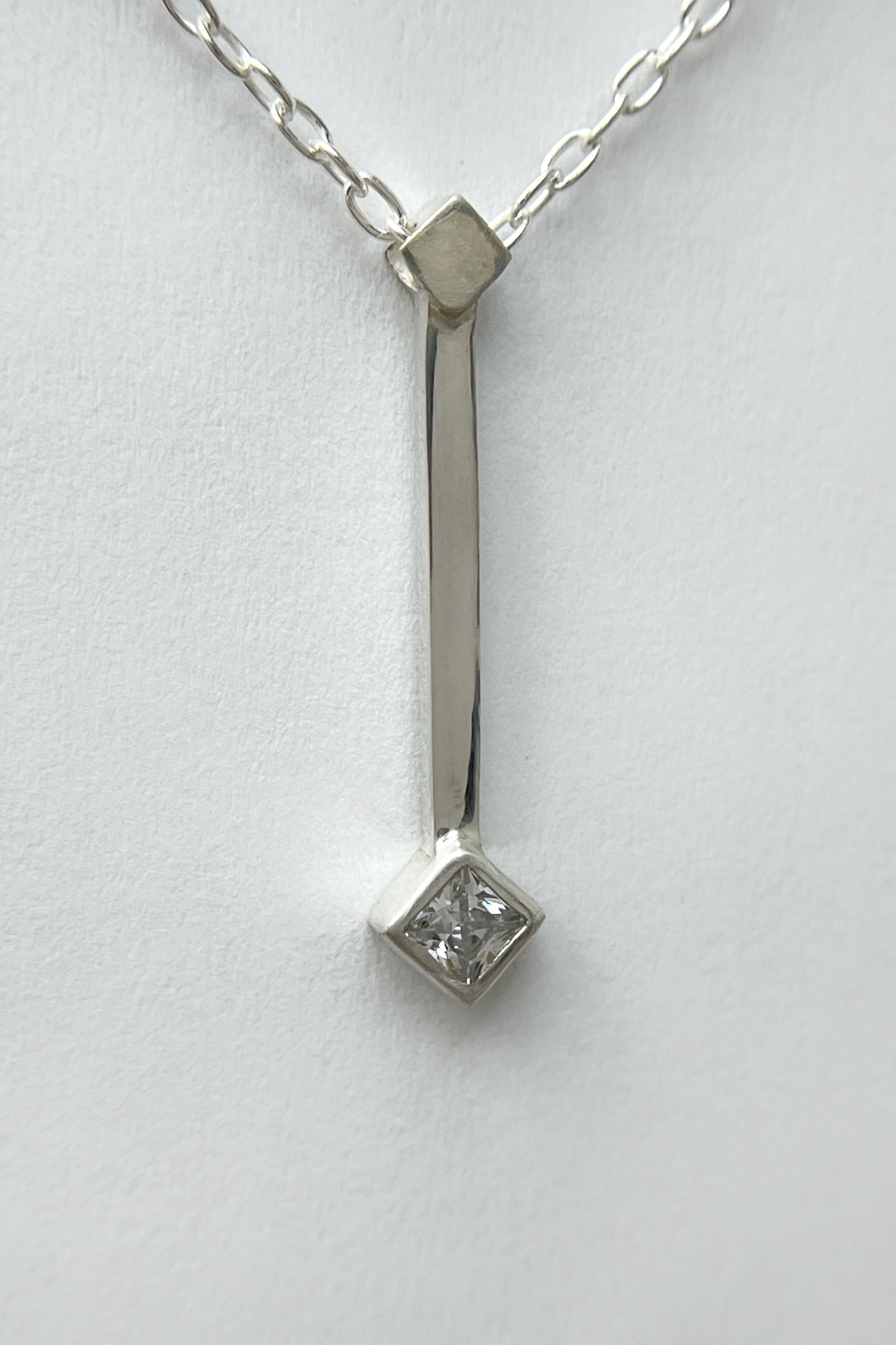 tiny droplet necklace / white cubic zirconia