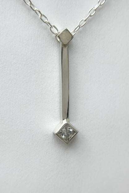 tiny droplet necklace / white cubic zirconia