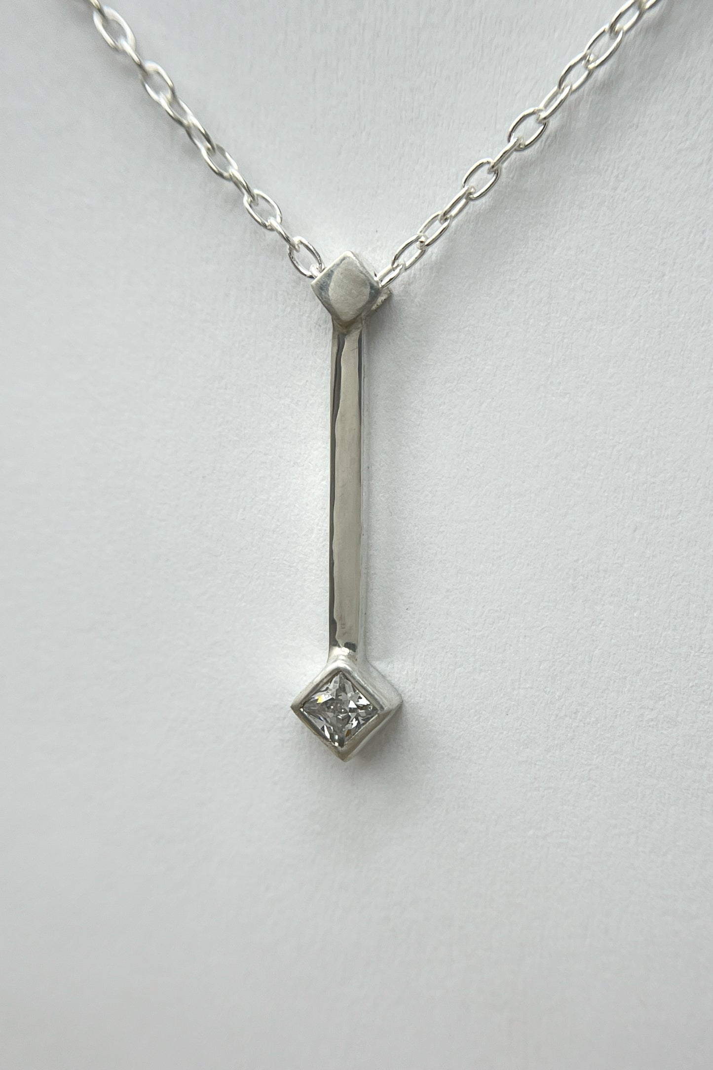 tiny droplet necklace / white cubic zirconia