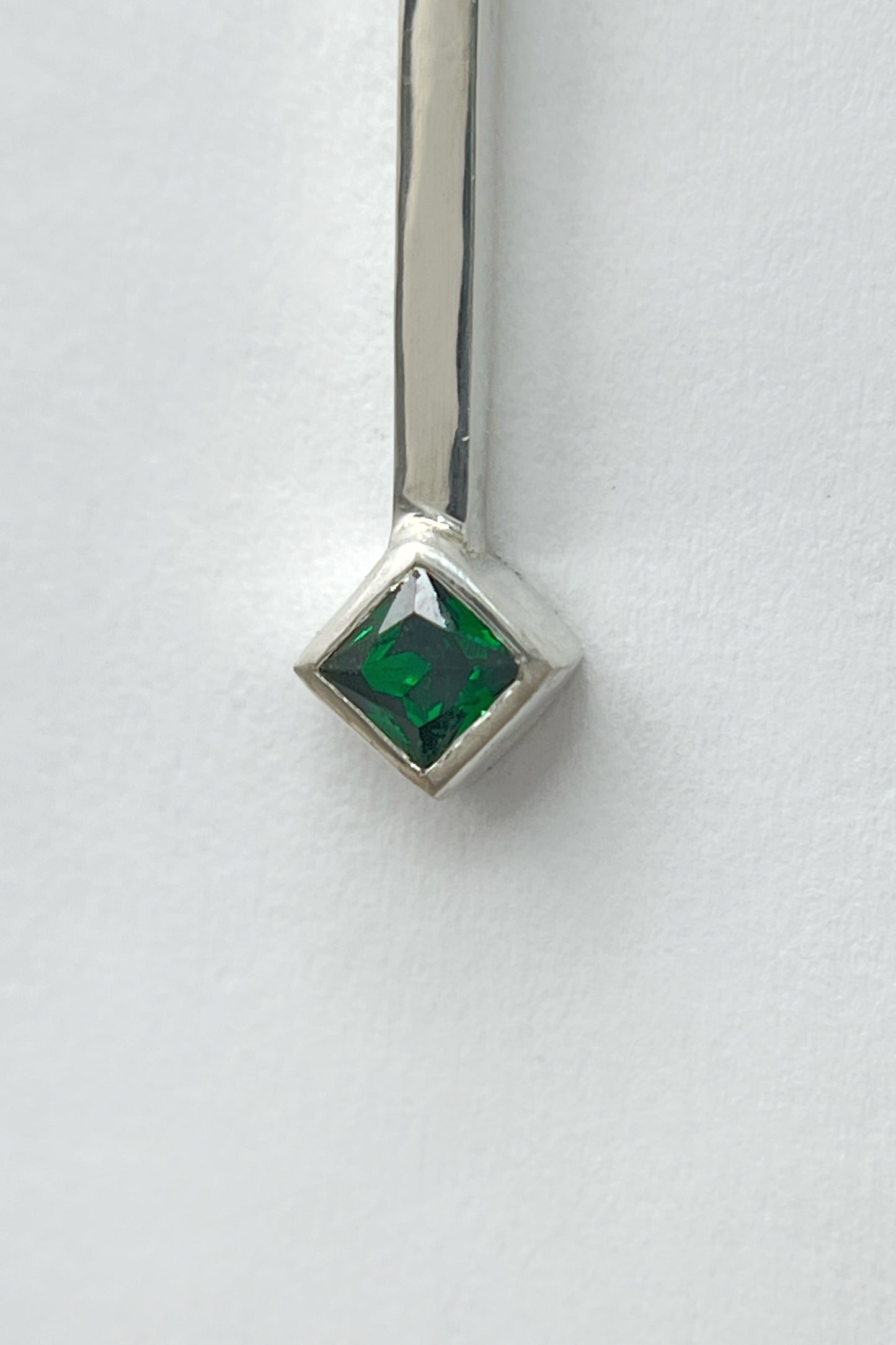 tiny droplet necklace / green cubic zirconia