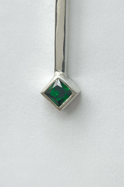 tiny droplet necklace / green cubic zirconia