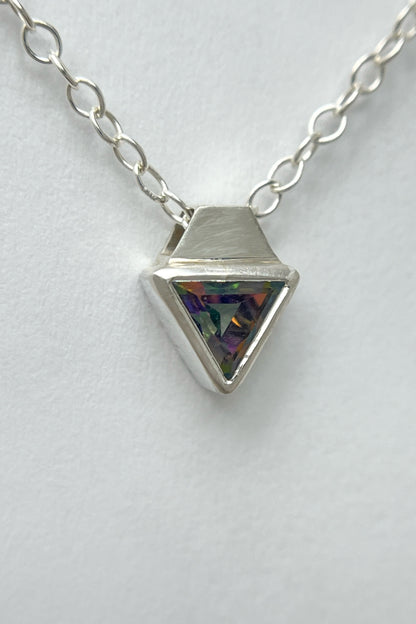 tiny triangle necklace / mystic topaz