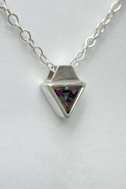 tiny triangle necklace / mystic topaz