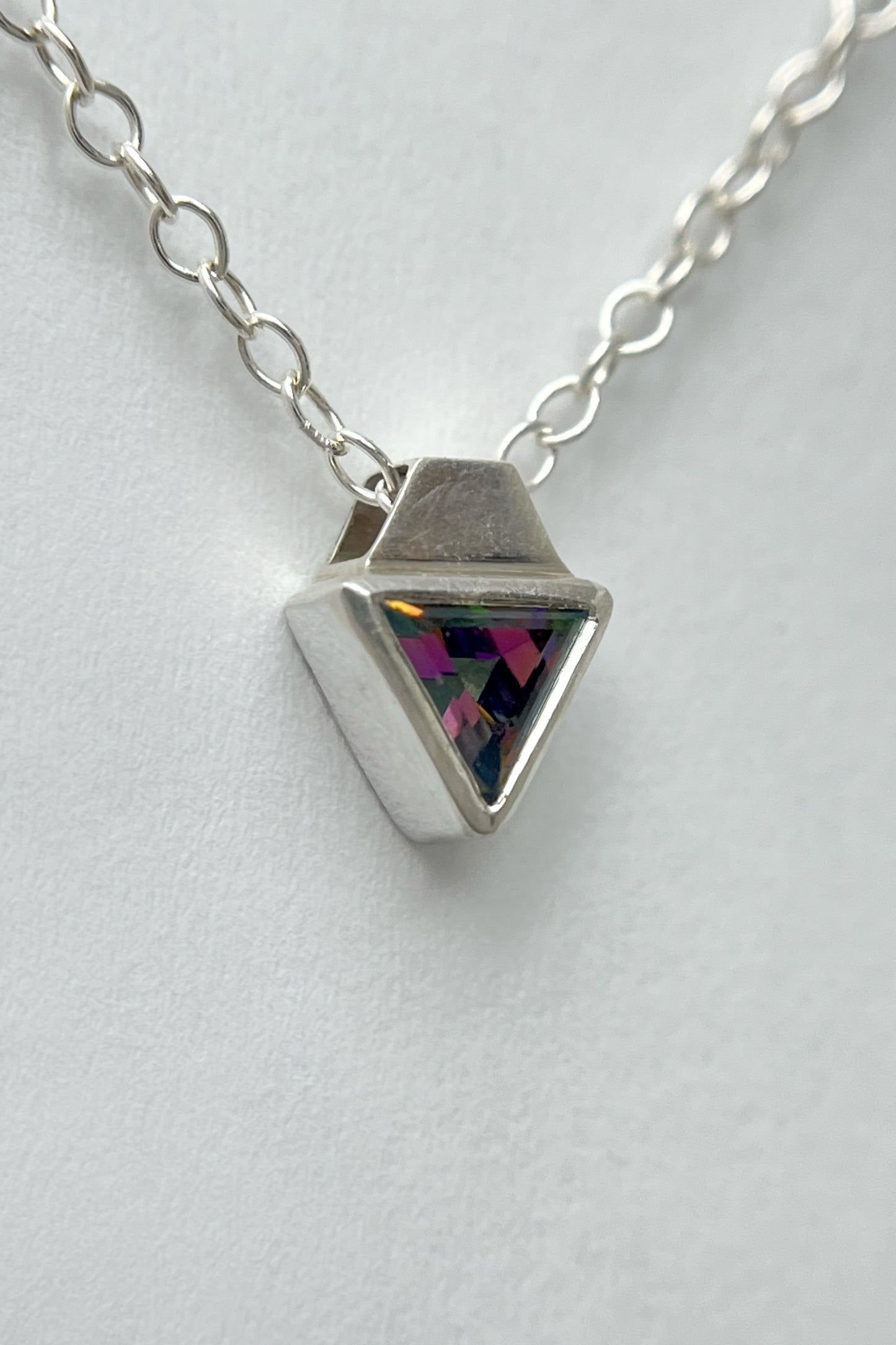 tiny triangle necklace / mystic topaz