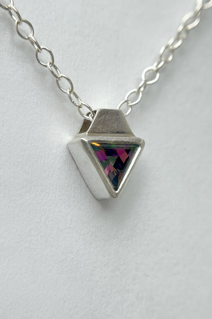 tiny triangle necklace / mystic topaz