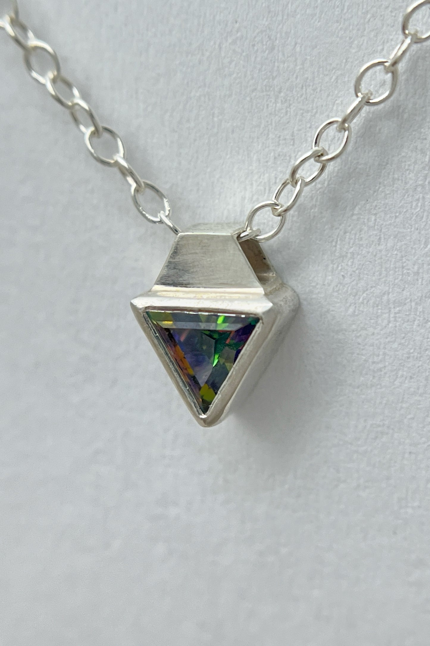 tiny triangle necklace / mystic topaz