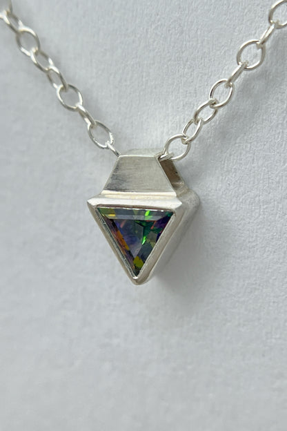 tiny triangle necklace / mystic topaz