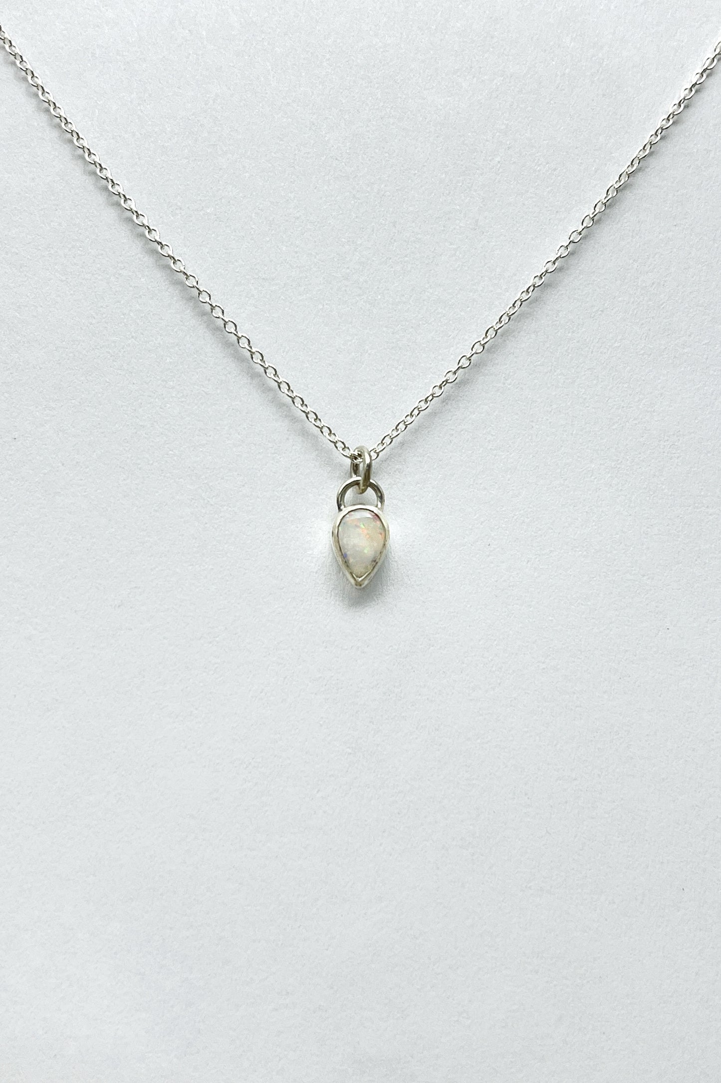 tiny teardrop necklace / white opal