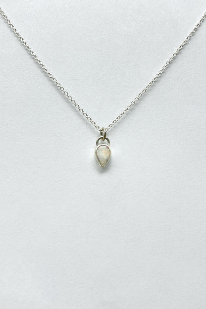 tiny teardrop necklace / white opal