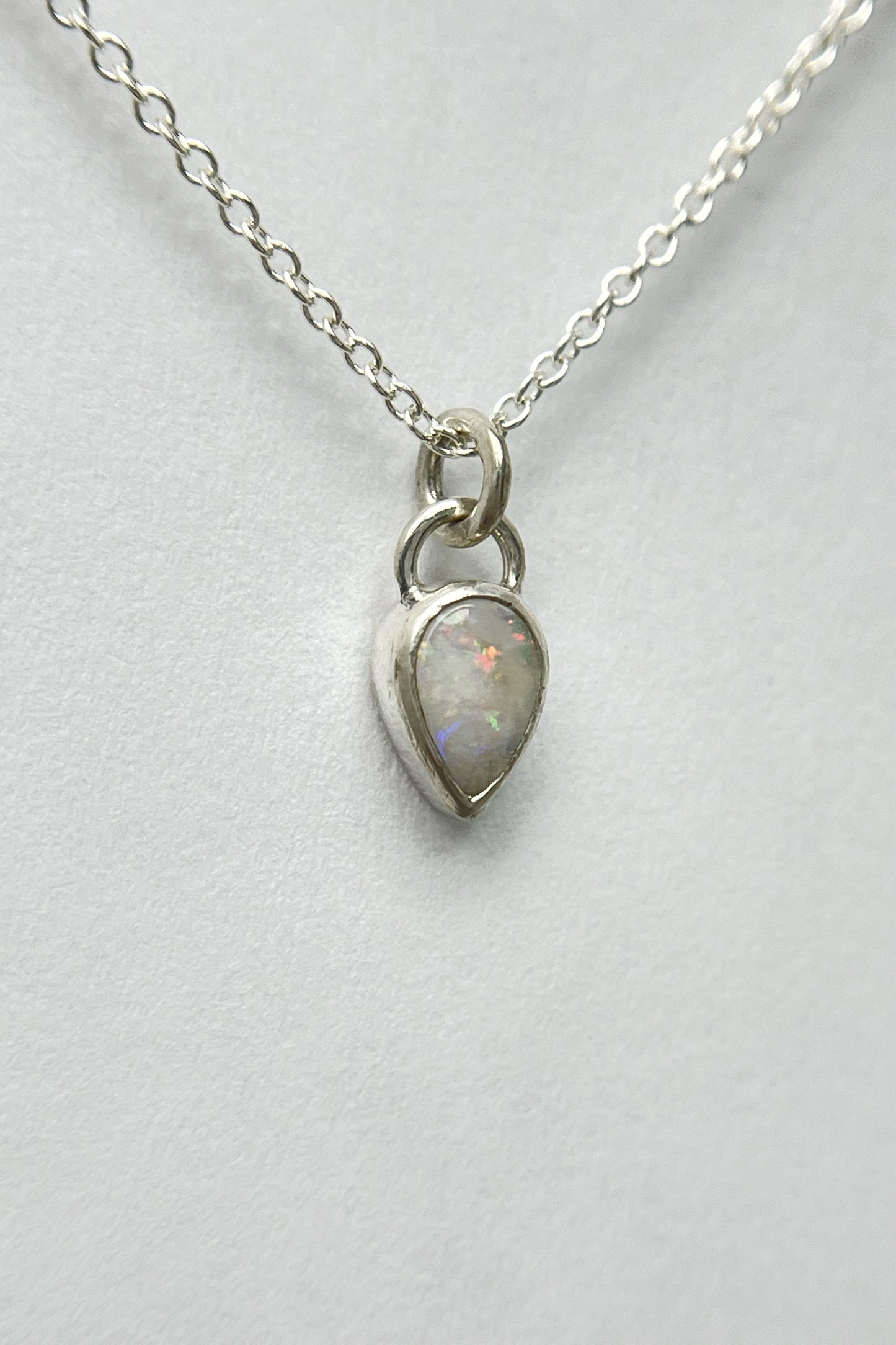 tiny teardrop necklace / white opal