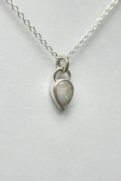 tiny teardrop necklace / white opal