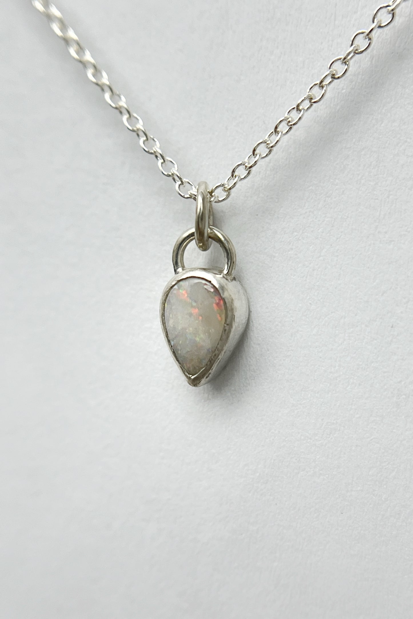 tiny teardrop necklace / white opal
