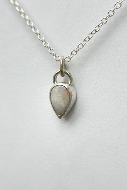 tiny teardrop necklace / white opal