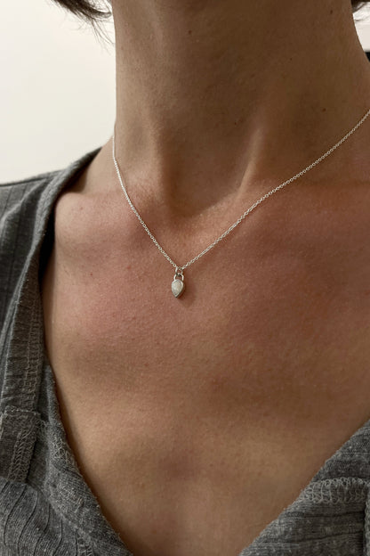 tiny teardrop necklace / white opal