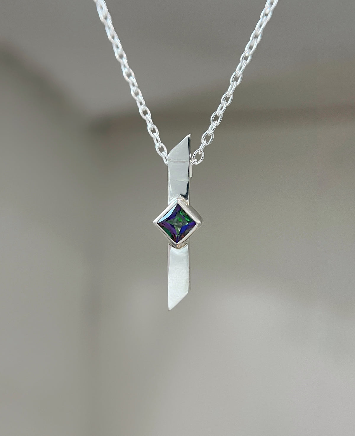 warp necklace / mystic topaz, sunstone, white cz