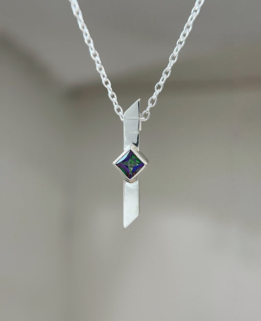 warp necklace / mystic topaz, sunstone, white cz