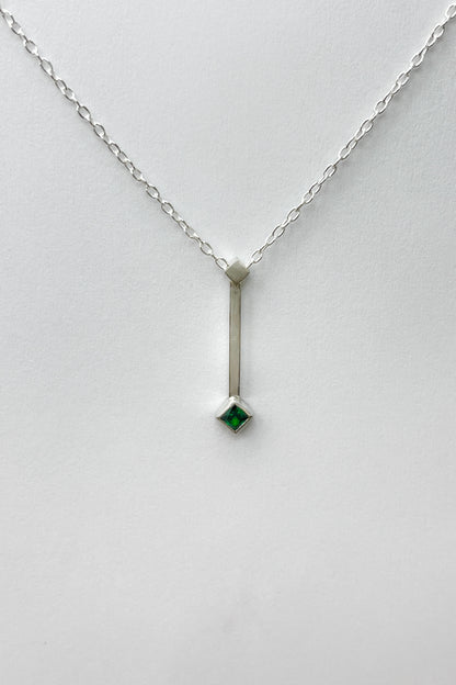 tiny droplet necklace / green cubic zirconia