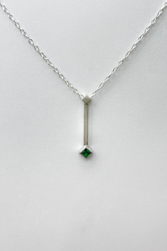 tiny droplet necklace / green cubic zirconia