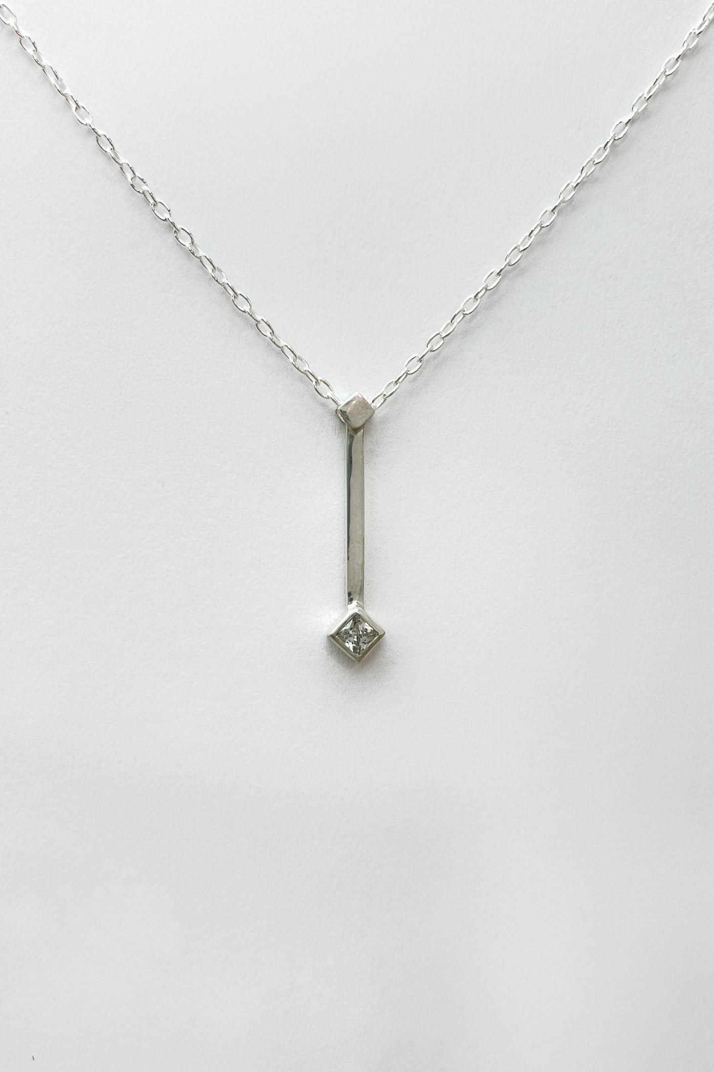tiny droplet necklace / white cubic zirconia
