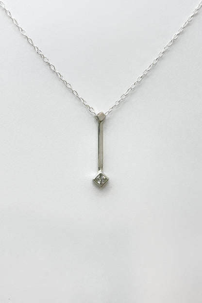tiny droplet necklace / white cubic zirconia