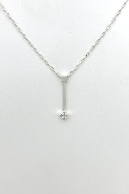 tiny droplet necklace / white cubic zirconia