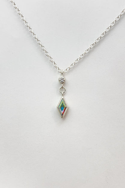 dainty dangle necklace / mercury mist topaz with diamond accent