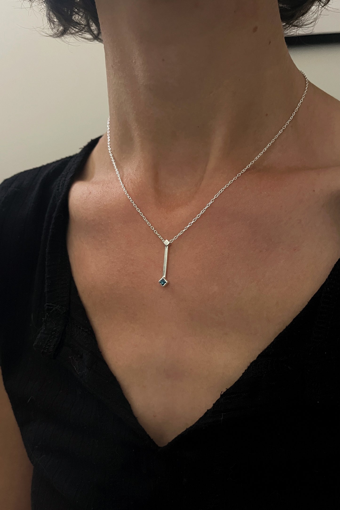 tiny droplet necklace / london blue topaz