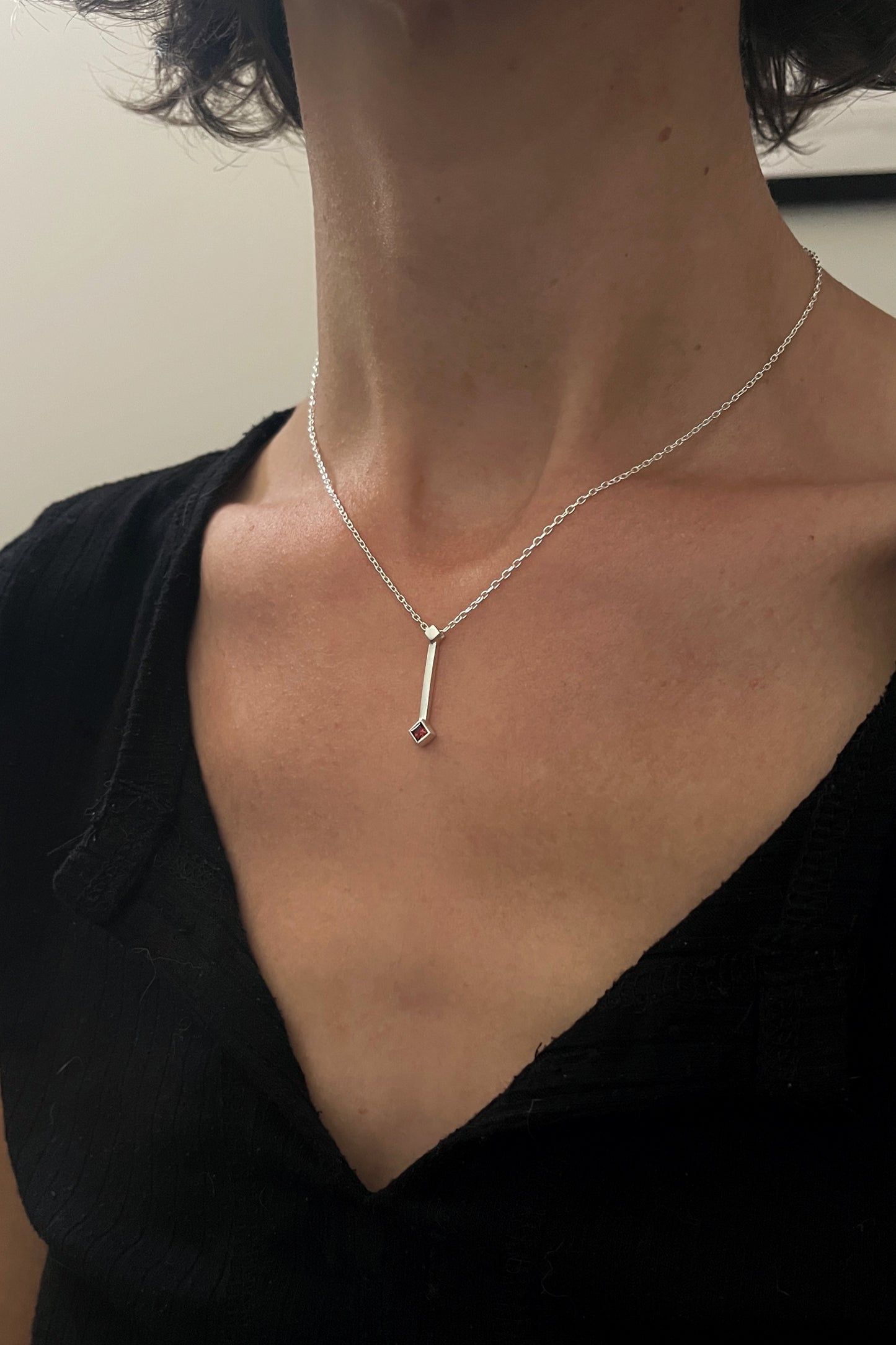 tiny droplet necklace / mozambique garnet