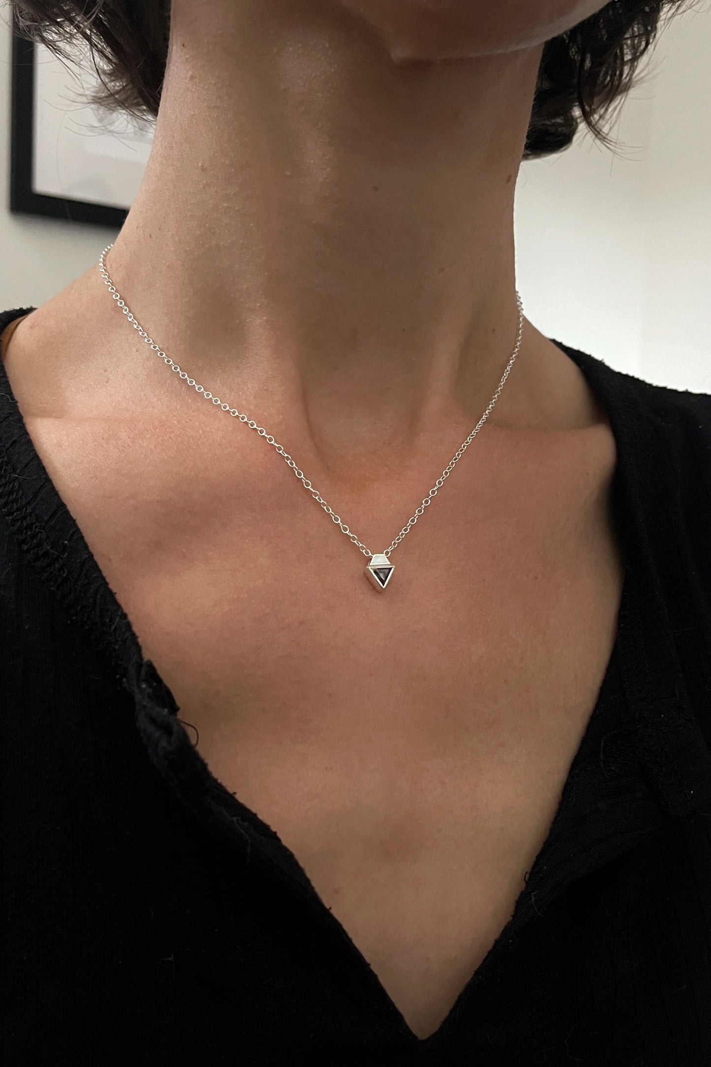 tiny triangle necklace / mystic topaz
