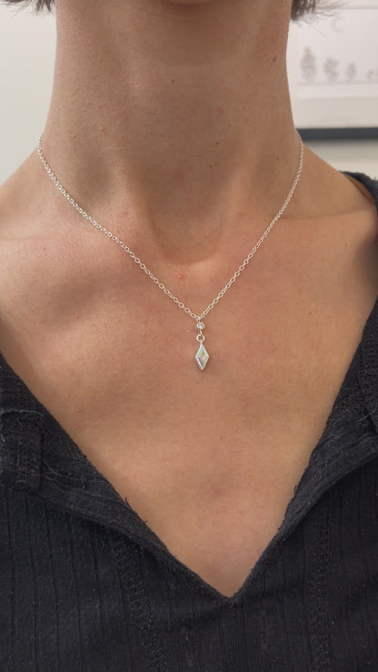 dainty dangle necklace / mercury mist topaz with diamond accent